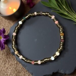 🆕 5mm Dainty Grounding Bronze with Alashan Agate bracelet